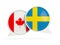 Flags of Canada and sweden inside chat bubbles