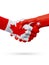 Flags Canada, Turkey countries, partnership friendship handshake concept.