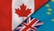 The flags of Canada and Tuvalu. News, reportage, business background. 3d illustration