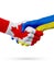 Flags Canada, Ukraine countries, partnership friendship handshake concept.