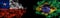 Flags of Chile and Brazil on Black background, Chile vs Brazil Smoke Flags