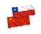 Flags of Chile and China on a white background