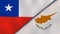 The flags of Chile and Cyprus. News, reportage, business background. 3d illustration