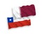 Flags of Chile and Qatar on a white background