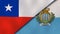 The flags of Chile and San Marino. News, reportage, business background. 3d illustration
