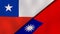 The flags of Chile and Taiwan. News, reportage, business background. 3d illustration