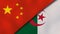 The flags of China and Algeria. News, reportage, business background. 3d illustration