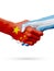 Flags China, Argentina countries, partnership friendship handshake concept. 3D illustration