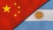 The flags of China and Argentina. News, reportage, business background. 3d illustration