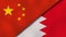 The flags of China and Bahrain. News, reportage, business background. 3d illustration