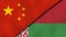 The flags of China and Belarus. News, reportage, business background. 3d illustration