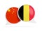 Flags of China and belgium inside chat bubbles