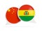 Flags of China and bolivia inside chat bubbles