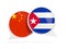 Flags of China and cuba inside chat bubbles