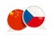 Flags of China and czech republic inside chat bubbles