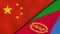 The flags of China and Eritrea. News, reportage, business background. 3d illustration