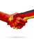 Flags China, Germany countries, partnership friendship handshake concept. 3D illustration