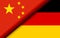 Flags of the China and Germany divided diagonally