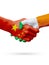 Flags China, Ireland countries, partnership friendship handshake concept. 3D illustration