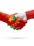 Flags China, Italy countries, partnership friendship handshake concept. 3D illustration