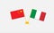 Flags of China and Italy. Meetings. Background and illustrations. 3d