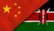 The flags of China and Kenya. News, reportage, business background. 3d illustration