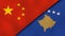 The flags of China and Kosovo. News, reportage, business background. 3d illustration