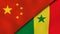 The flags of China and Senegal. News, reportage, business background. 3d illustration