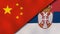 The flags of China and Serbia. News, reportage, business background. 3d illustration