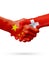 Flags China, Switzerland countries, partnership friendship handshake concept.