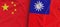 Flags of China and Taiwan. Linen flag close-up. Flag made of canvas. Chinese, Beijing. Taipei. State national symbols. 3d