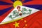 Flags of China and Tibet. International relationships