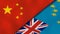 The flags of China and Tuvalu. News, reportage, business background. 3d illustration