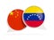Flags of China and venezuela inside chat bubbles