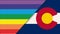 Flags of Colorado and lgbt. sexual concept. flag of sexual minorities