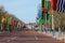 The flags of Commonwealth member states on display on The Mall in central London