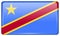 Flags Congo Democratic Republic in the form of a magnet on refrigerator with reflections light.