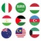 flags consisting of New Zealand, Saudi Arabia, Kuwait, Malaysia, Italy, and several other countries