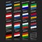 Flags of the countries of the world. Country flags of three colors. Horizontal. With 3D effect