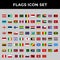 Flags country icon set include austria,bahrain,canada,england,finland,germany,greenland,indonesia,japan,italy,palestine,singapore,