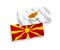 Flags of Cyprus and North Macedonia on a white background