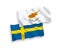 Flags of Cyprus and Sweden on a white background