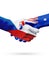 Flags Czech Republic, Australia countries, partnership friendship handshake concept.