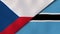 The flags of Czech Republic and Botswana. News, reportage, business background. 3d illustration