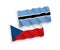 Flags of Czech Republic and Botswana on a white background
