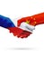 Flags Czech Republic, China countries, partnership friendship handshake concept.