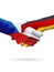 Flags Czech Republic, Germany countries, partnership friendship handshake concept.