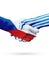 Flags Czech Republic, Greece countries, partnership friendship handshake concept.