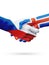 Flags Czech Republic, Iceland countries, partnership friendship handshake concept.