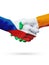 Flags Czech Republic, Ireland countries, partnership friendship handshake concept.